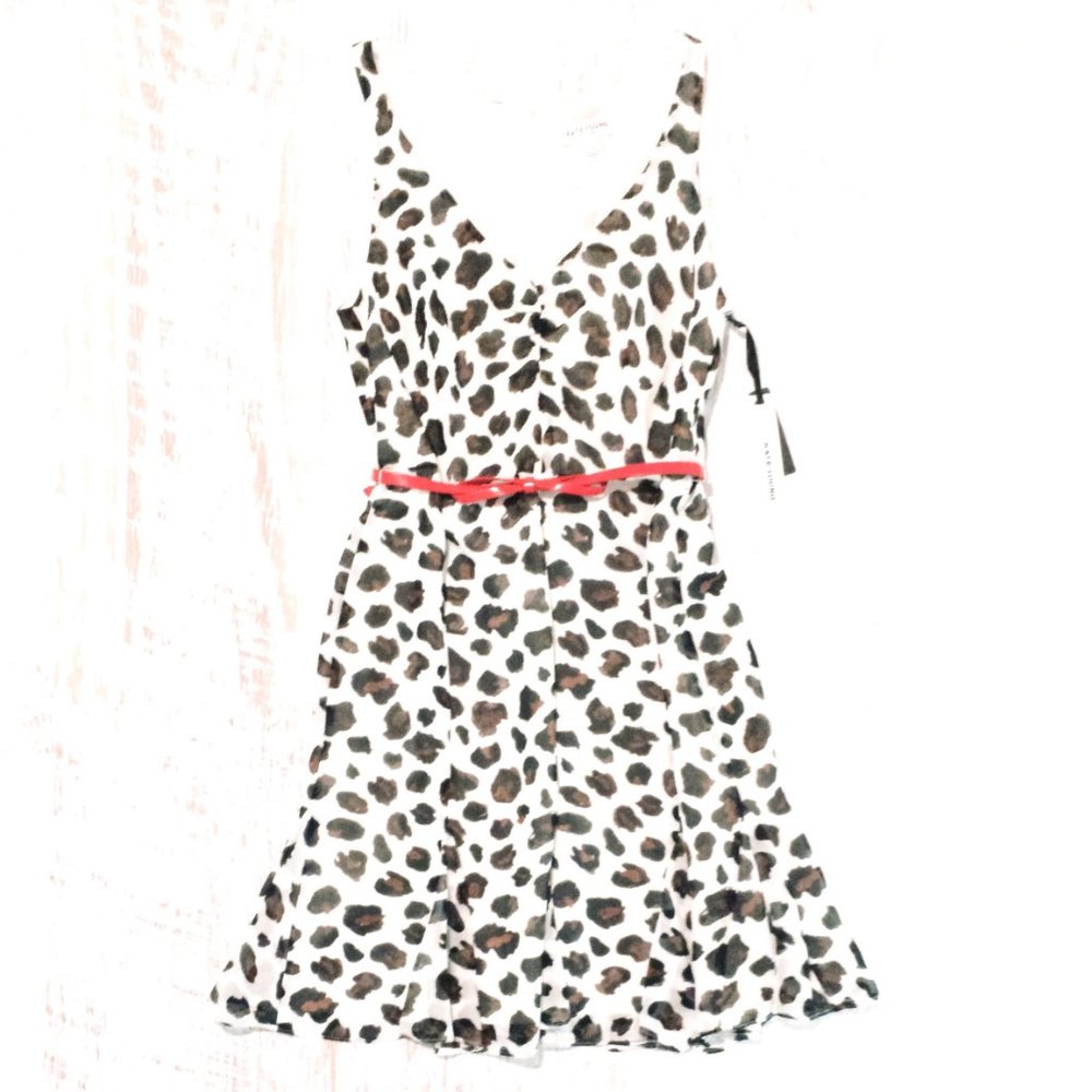 NWT Kate Young Leopard Print Dress w/Red Belt